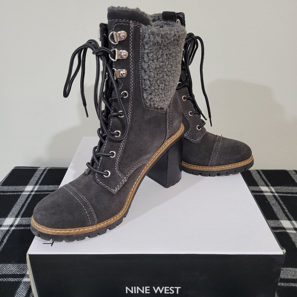 Nine West Dark Gray Suede Phaedra Boot Sz 8.5 NWT - Picture 5 of 9
